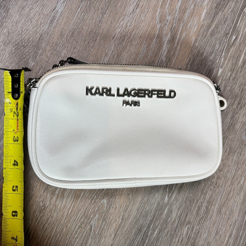 Karl Lagerfeld Womens Faux Leather Camera Bag Crossbody Chic Small White Bride - Picture 7 of 12
